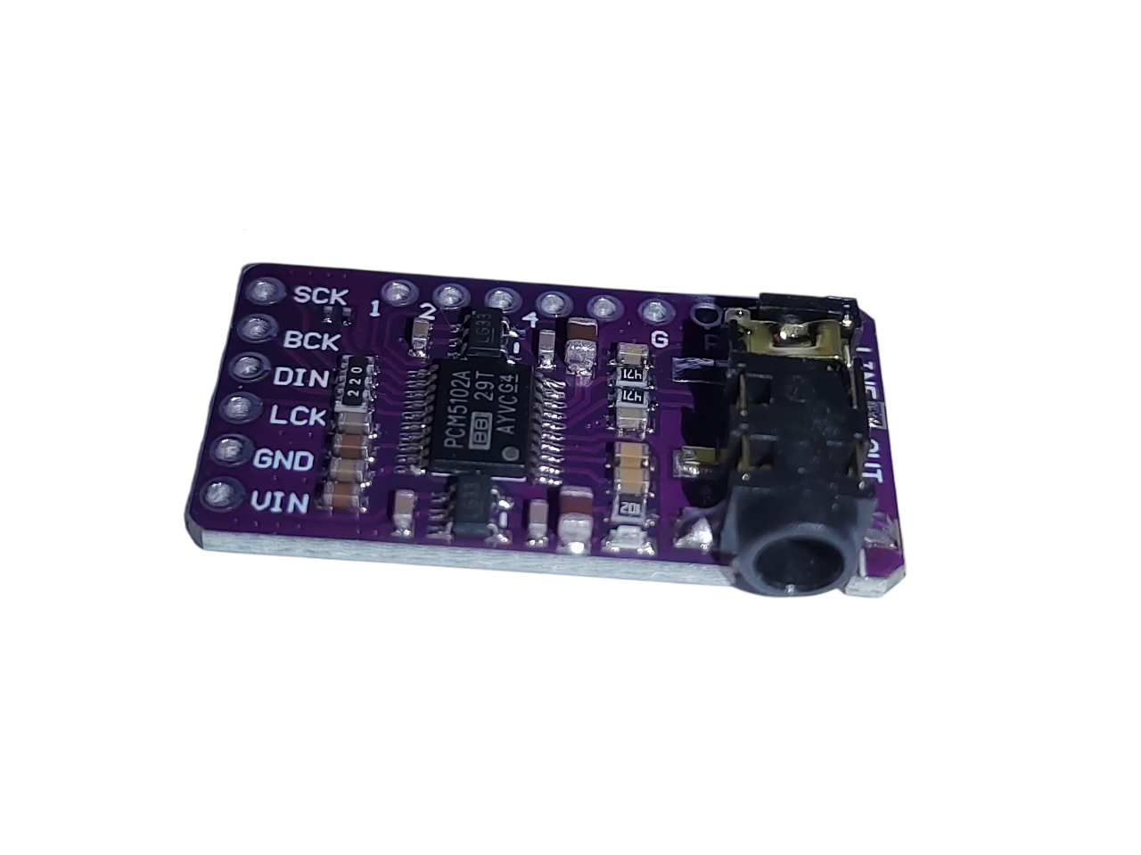PCM5102A I2S DAC modul – digitális–analóg átalakító sztereó kimenettel (3,5 mm jack)